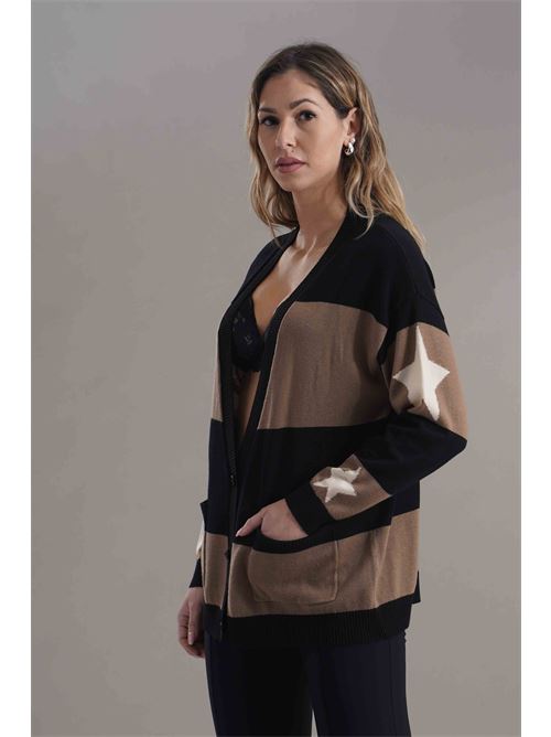 Cardigan con stampa Try Me | 5035BLACK/MOU